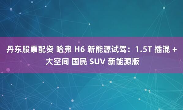 丹东股票配资 哈弗 H6 新能源试驾：1.5T 插混 + 大空间 国民 SUV 新能源版